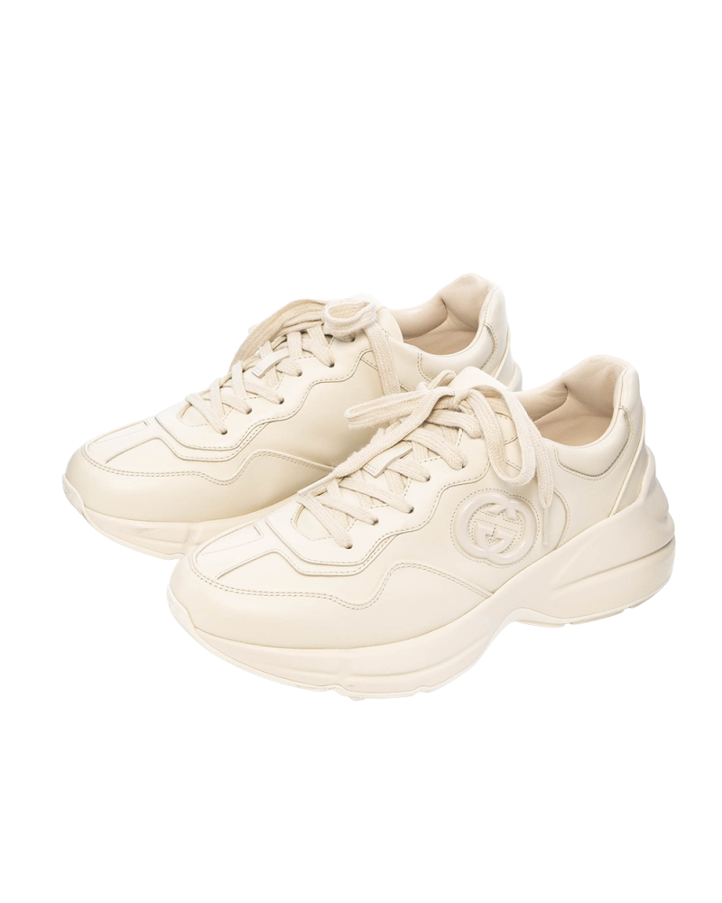 GUCCI RHYTON GUCCI LOGO SNEAKER 39 WHITE CALF 795782 04Z 3219