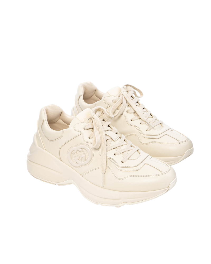 GUCCI RHYTON GUCCI LOGO SNEAKER 39 WHITE CALF 795782 04Z 3220