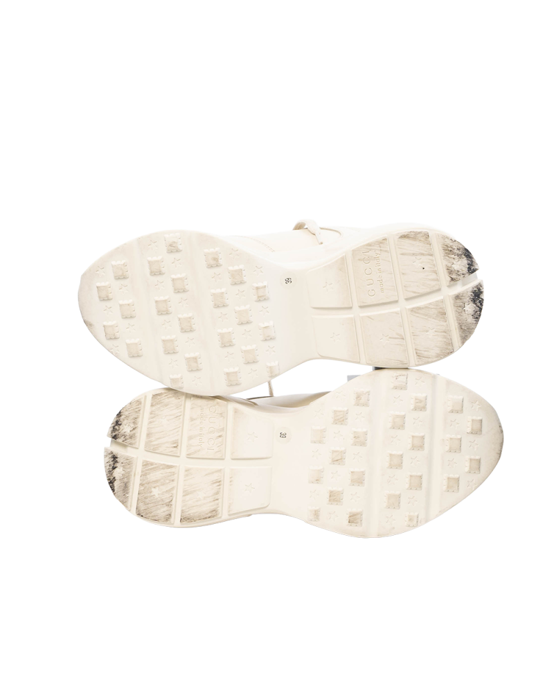 GUCCI RHYTON GUCCI LOGO SNEAKER 39 WHITE CALF 795782 04Z 3222
