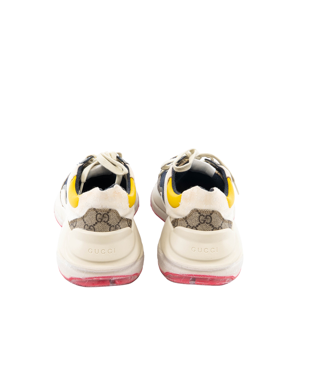 GUCCI RHYTON SNEAKER 7+ WHITE BEIGE YELLOW BLUE GG MONOGRAM CANVAS 3585