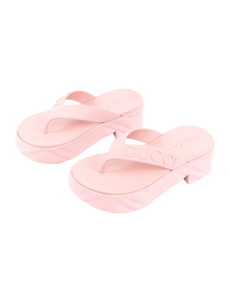 GUCCI RUBBER SANDAL 34 PINK RUBBER 746334 5524