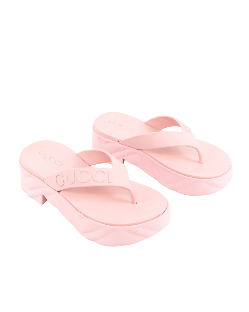 GUCCI RUBBER SANDAL 34 PINK RUBBER 746334 5525