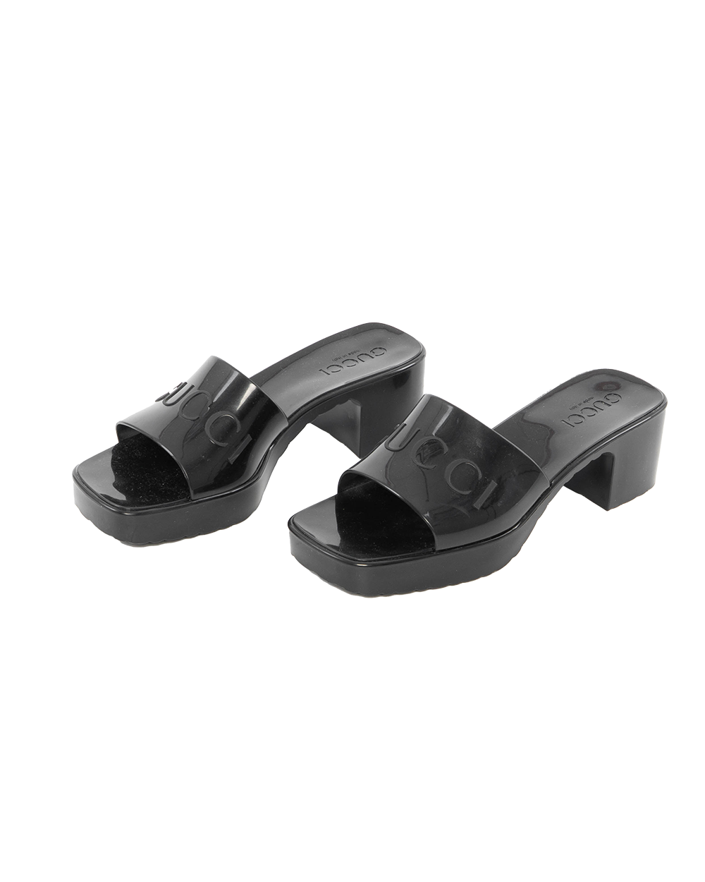 GUCCI RUBBER SANDAL 35 BLACK RUBBER THICK 624730 0276