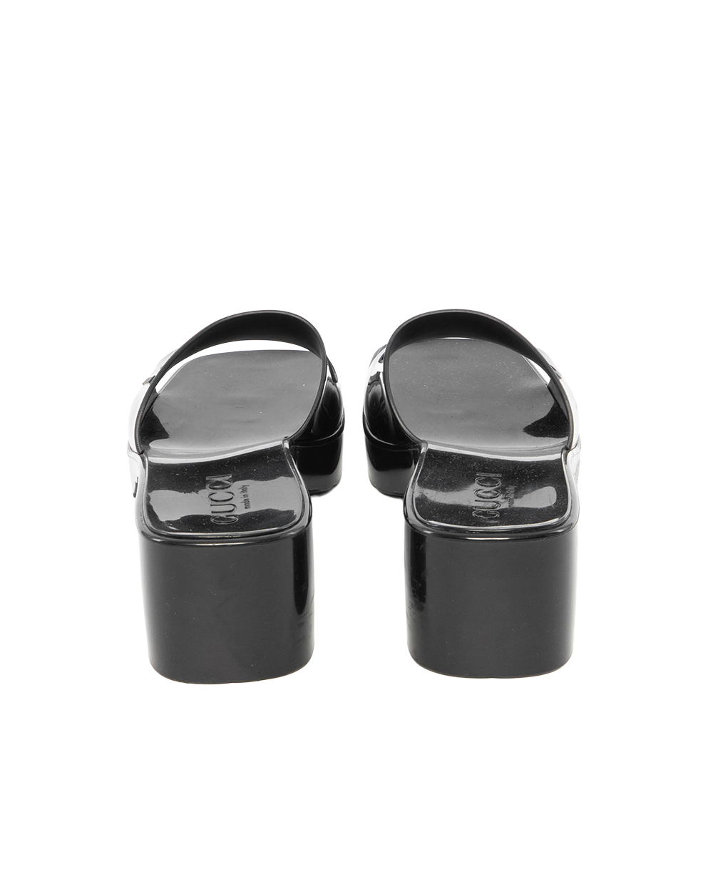 GUCCI RUBBER SANDAL 35 BLACK RUBBER THICK 624730 0278