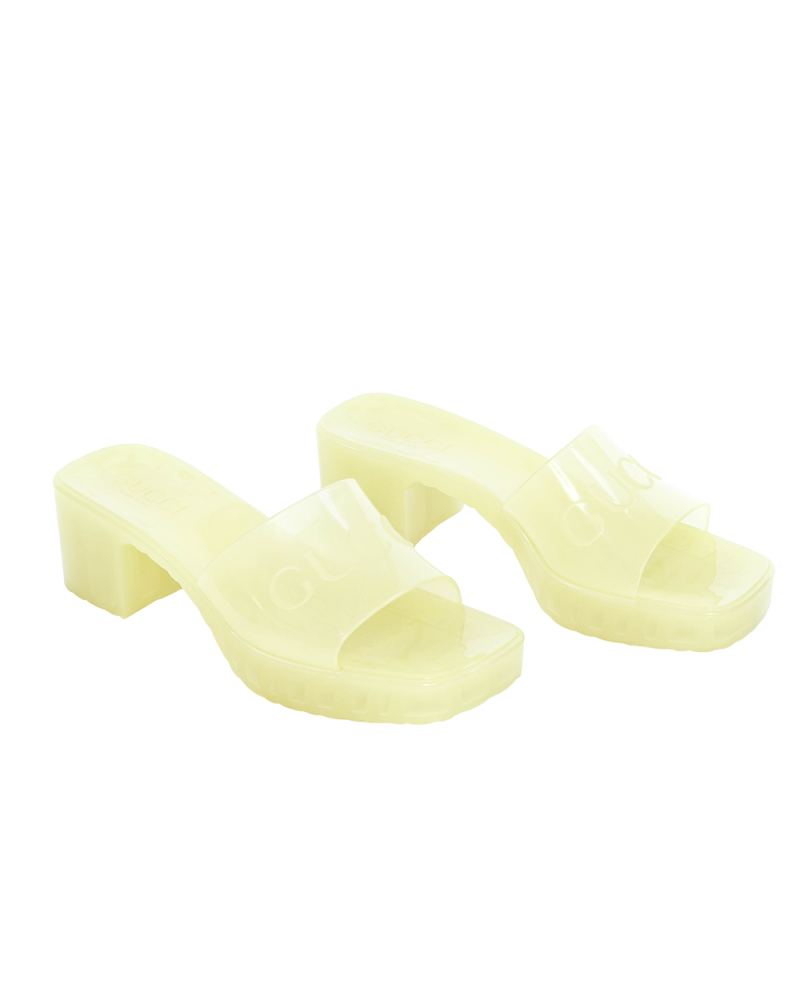 GUCCI RUBBER SANDAL 35 LIGHT GREEN RUBBER THICK 5171