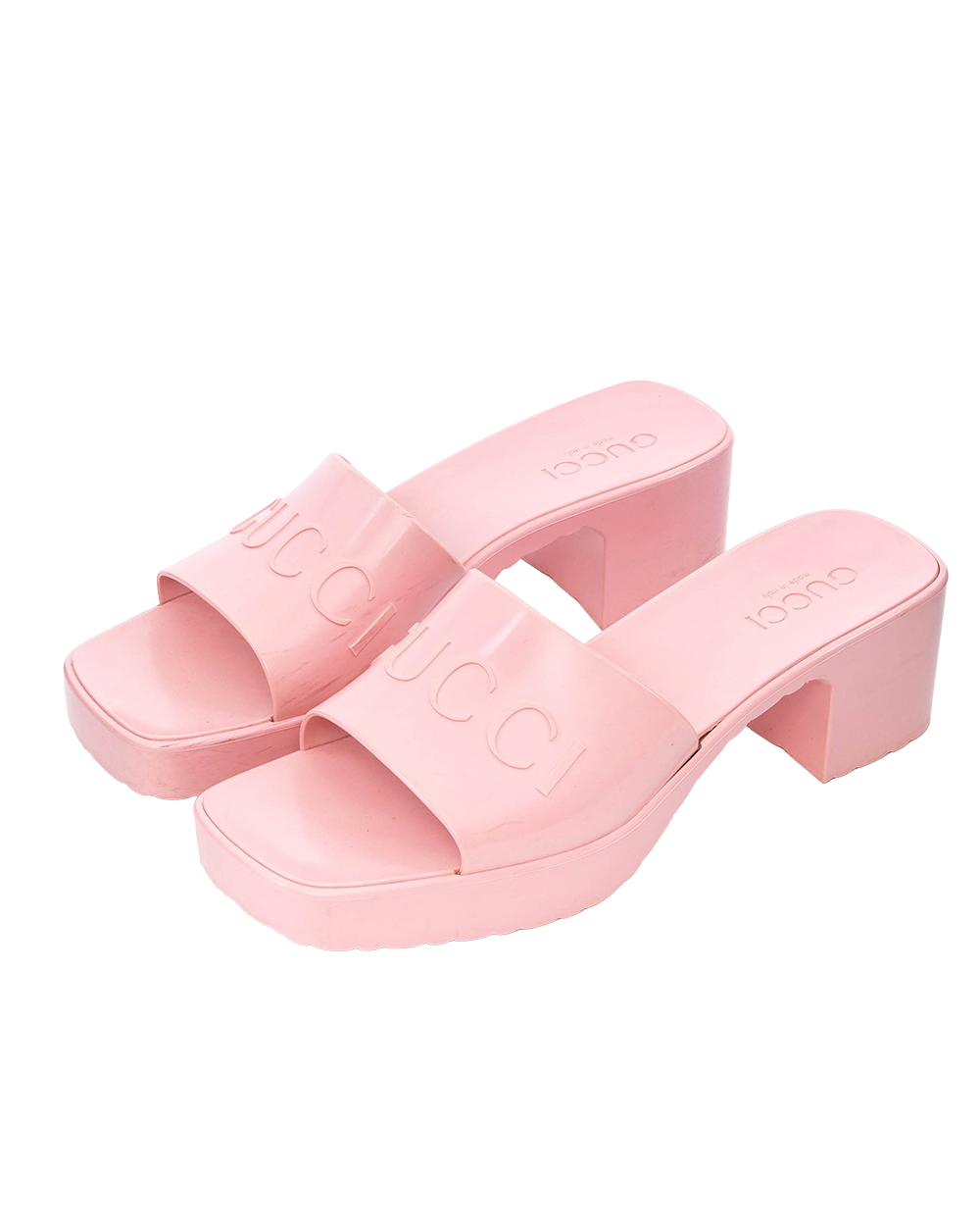 GUCCI RUBBER SANDAL 38 PINK RUBBER 624730 4698