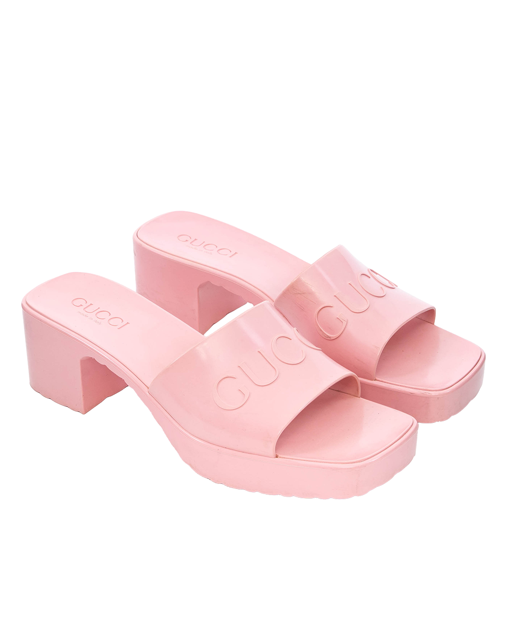 GUCCI RUBBER SANDAL 38 PINK RUBBER 624730 4699