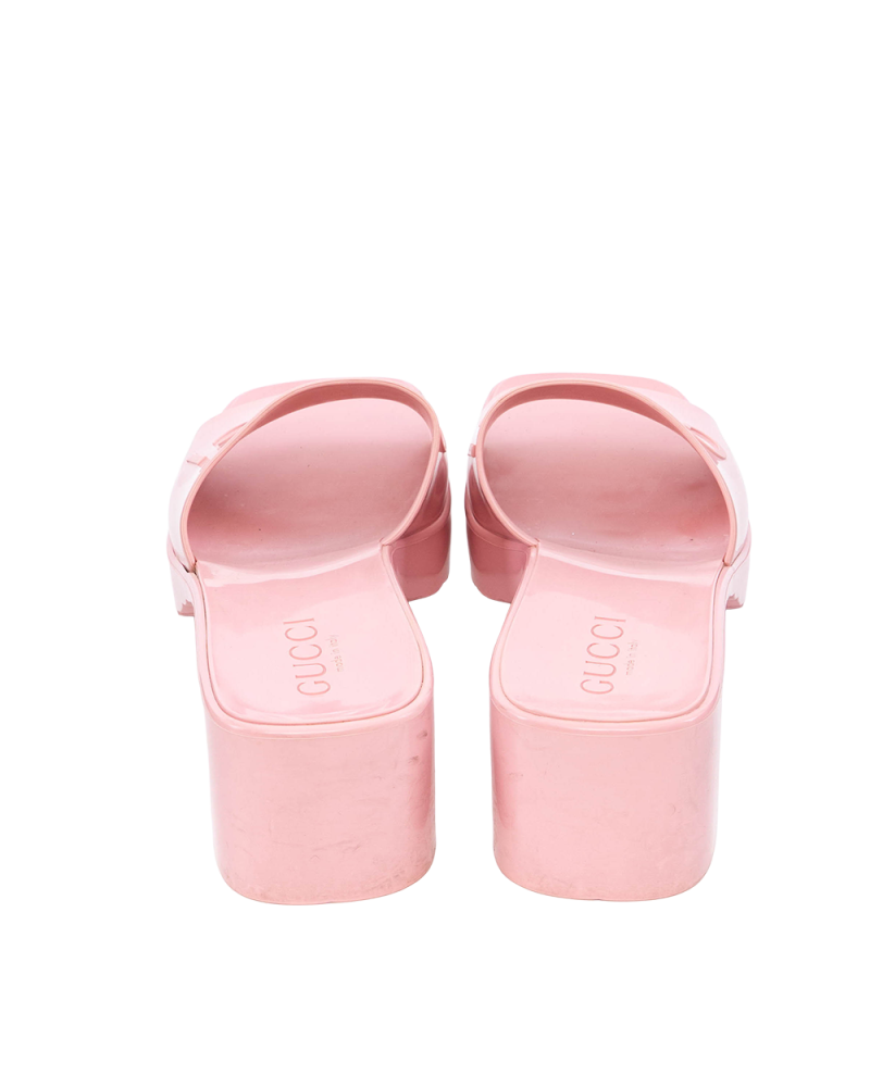 GUCCI RUBBER SANDAL 38 PINK RUBBER 624730 4700