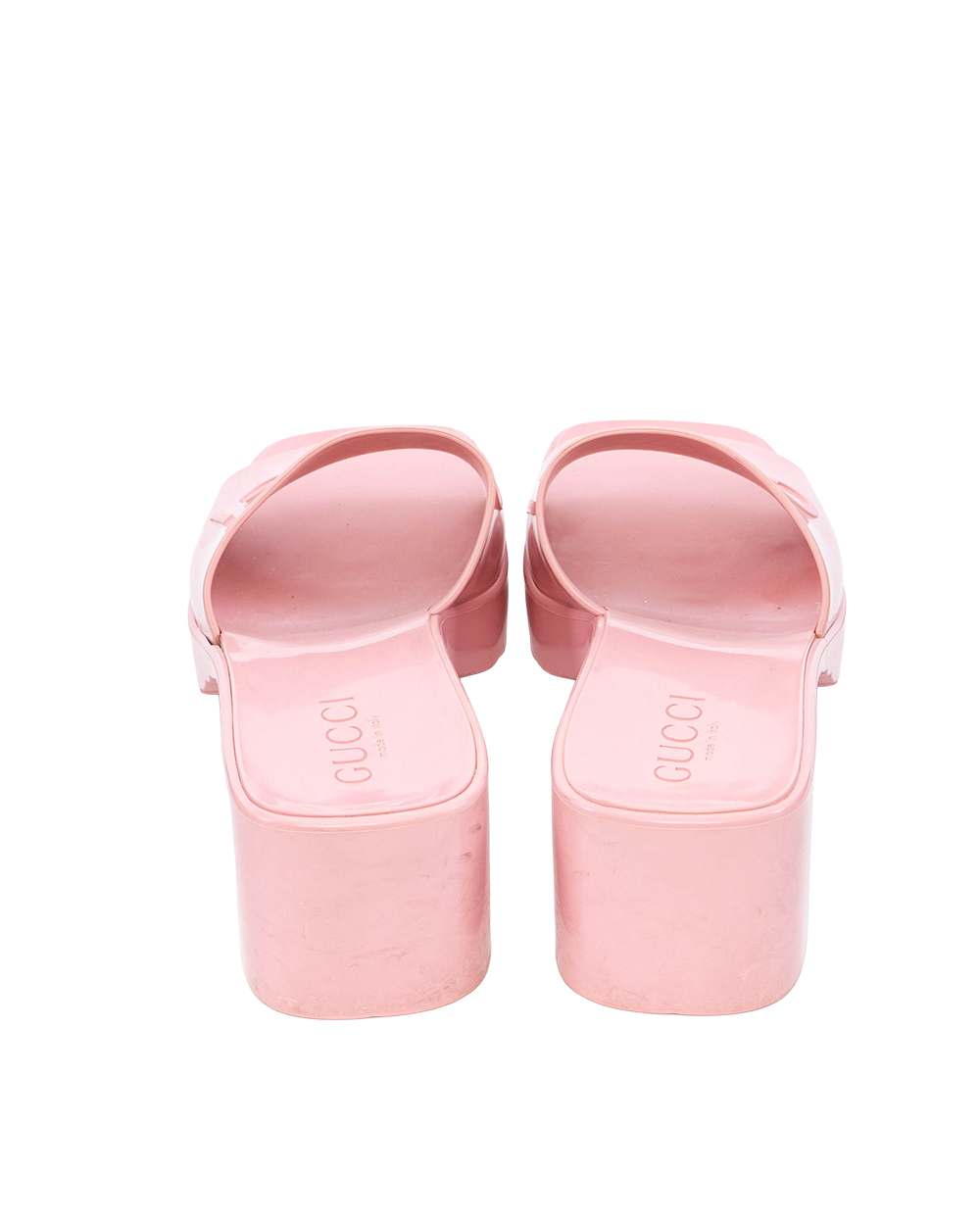 GUCCI RUBBER SANDAL 38 PINK RUBBER 624730 4700