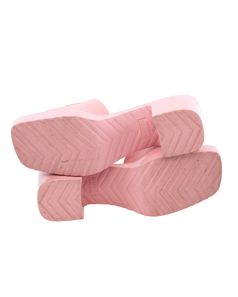 GUCCI RUBBER SANDAL 38 PINK RUBBER 624730 4701