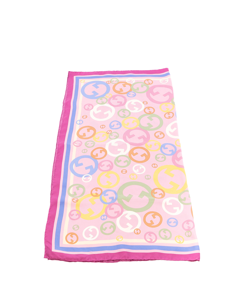 GUCCI SCARF GG PINK SILK 01754