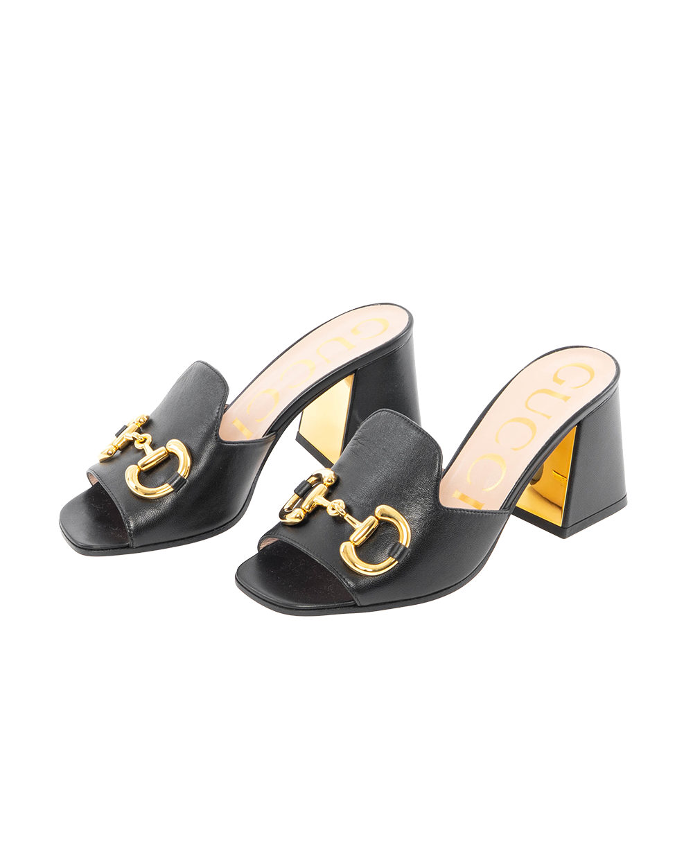 GUCCI SLIDES SANDLE WITH HORSEBIT 35 BLACK CALF GHW 655412 5177