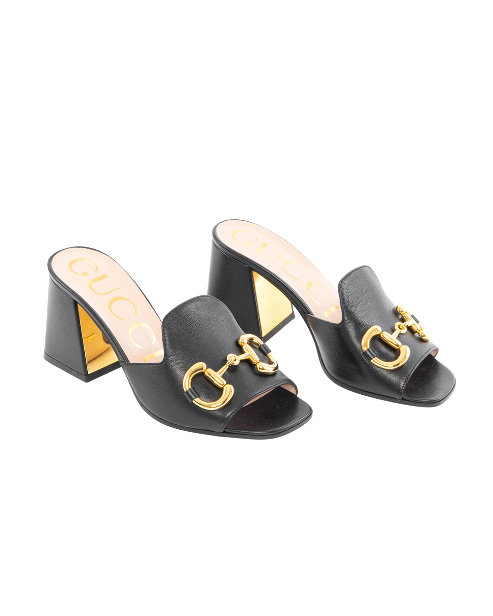 GUCCI SLIDES SANDLE WITH HORSEBIT 35 BLACK CALF GHW 655412 5178