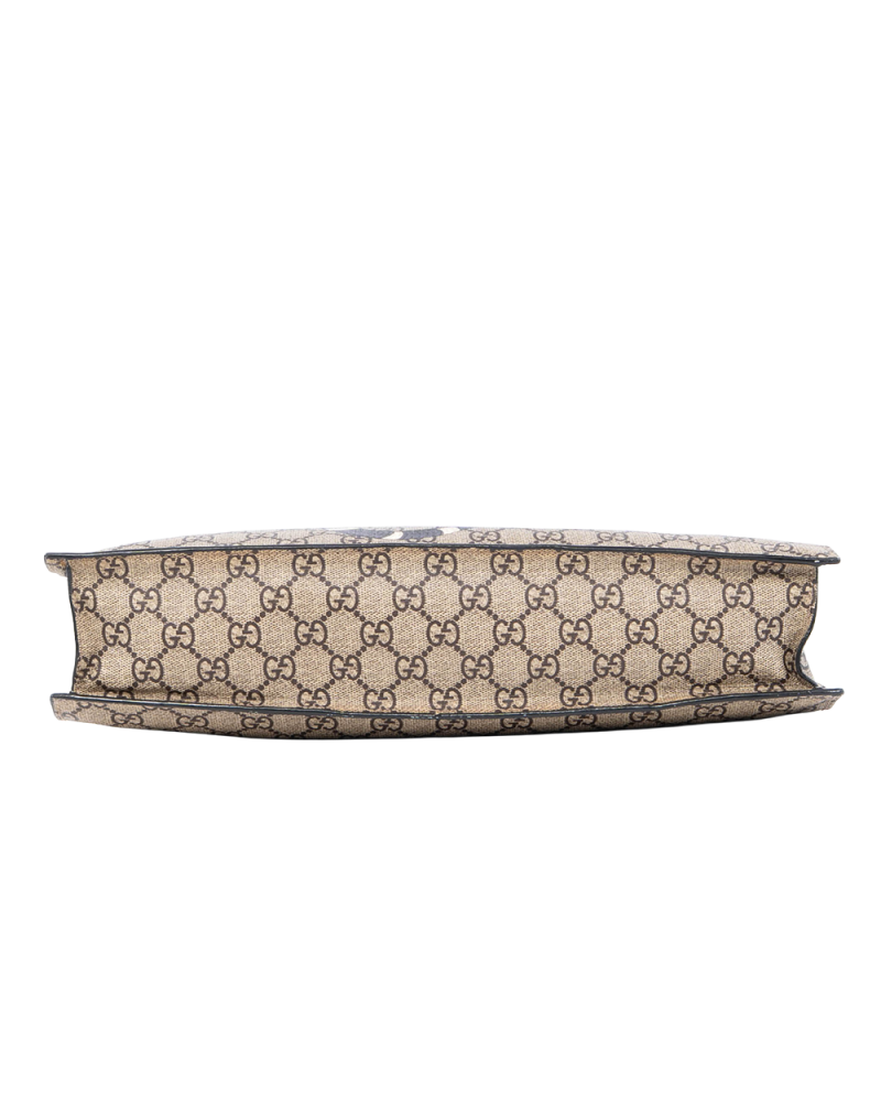 GUCCI SNAKE TOTE BAG BEIGE BROWN GG SUPREME MONOGRAM CANVAS GHW 450950 467891 0500