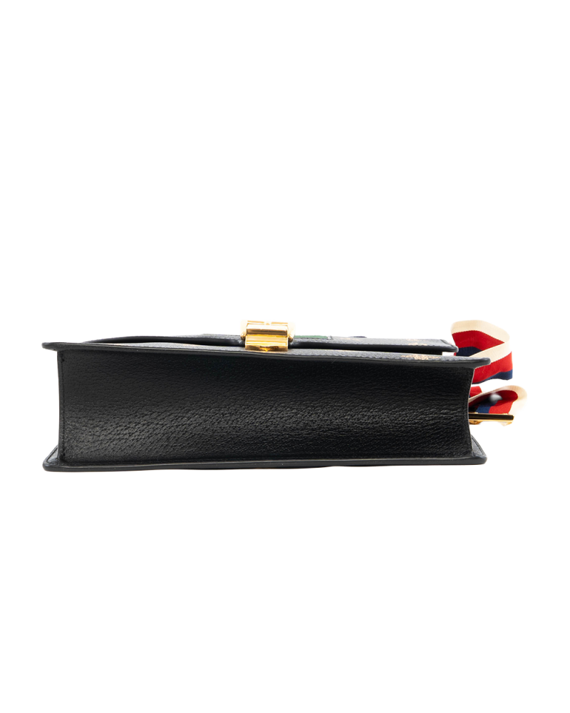 GUCCI SYLVIE BEE STAR SMALL BLACK RED GREEN CALF GHW 524405 493375 6008