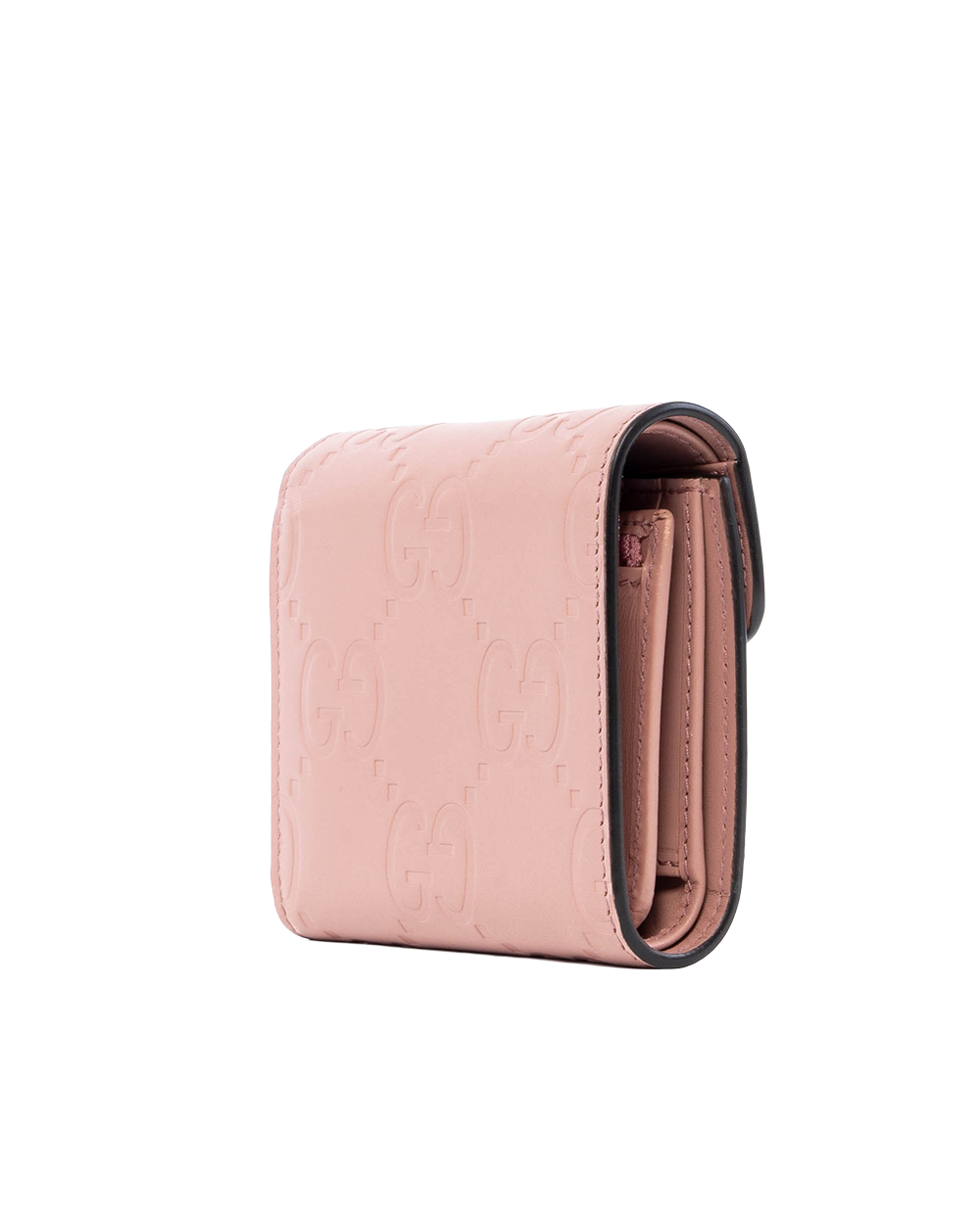 GUCCI TRI FOLD WALLET SHORT PINK CALF GHW 772793 2067 03770