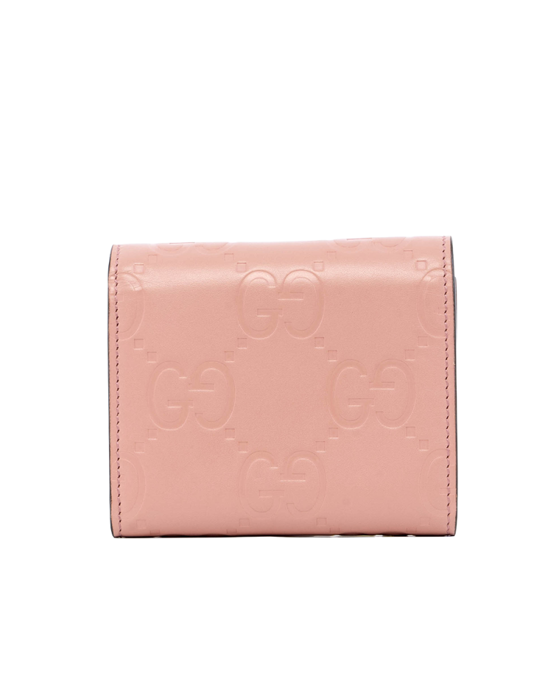 GUCCI TRI FOLD WALLET SHORT PINK CALF GHW 772793 2067 03771