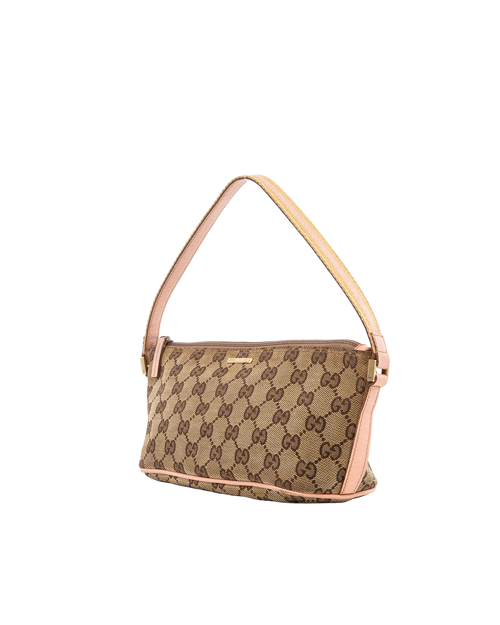 GUCCI VINTAGE POCHETTE BROWN PINK DENIM GHW 141809 002058 8129