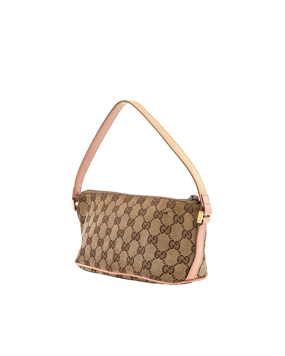 GUCCI VINTAGE POCHETTE BROWN PINK DENIM GHW 141809 002058 8130