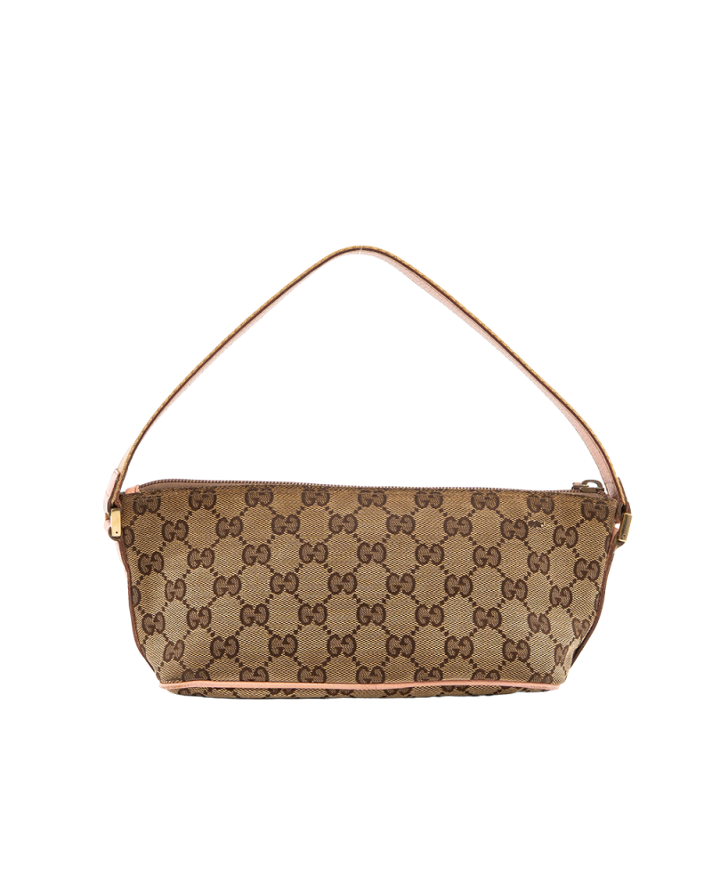 GUCCI VINTAGE POCHETTE BROWN PINK DENIM GHW 141809 002058 8131
