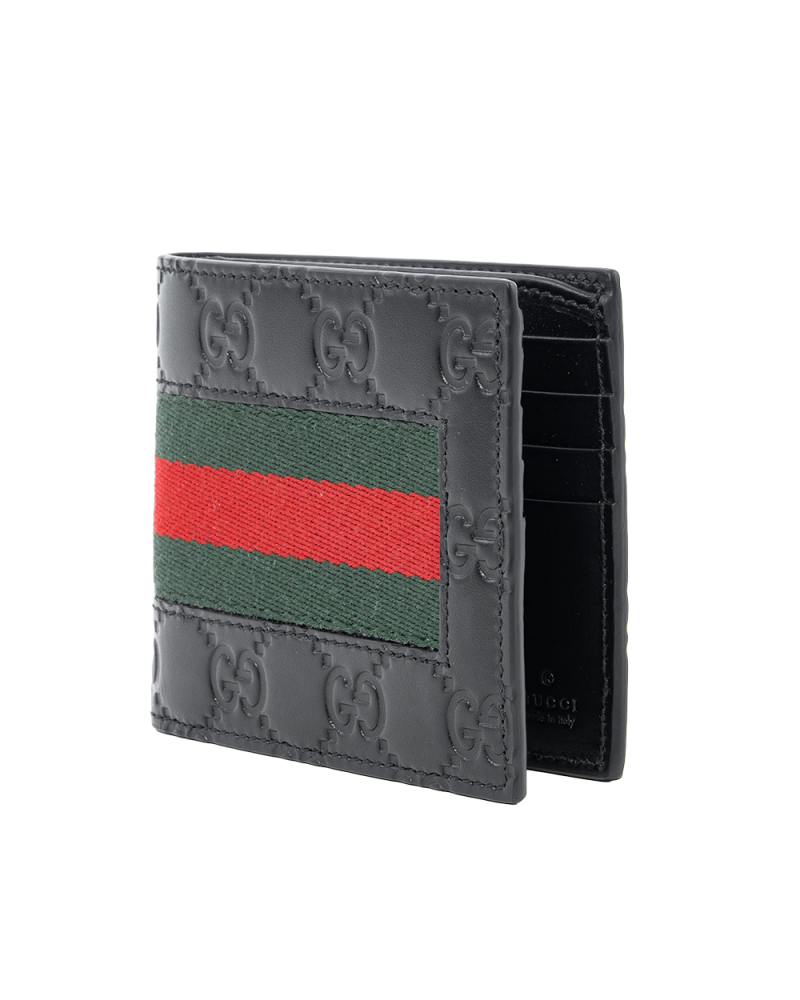 GUCCI WALLET 8 CARDS SHORT BLACK RED GREEN GG MONOGRAM CALF 408827 0416 0218