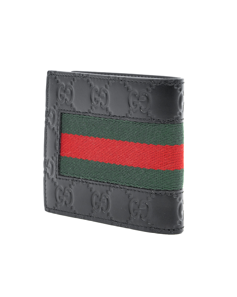 GUCCI WALLET 8 CARDS SHORT BLACK RED GREEN GG MONOGRAM CALF 408827 0416 0219