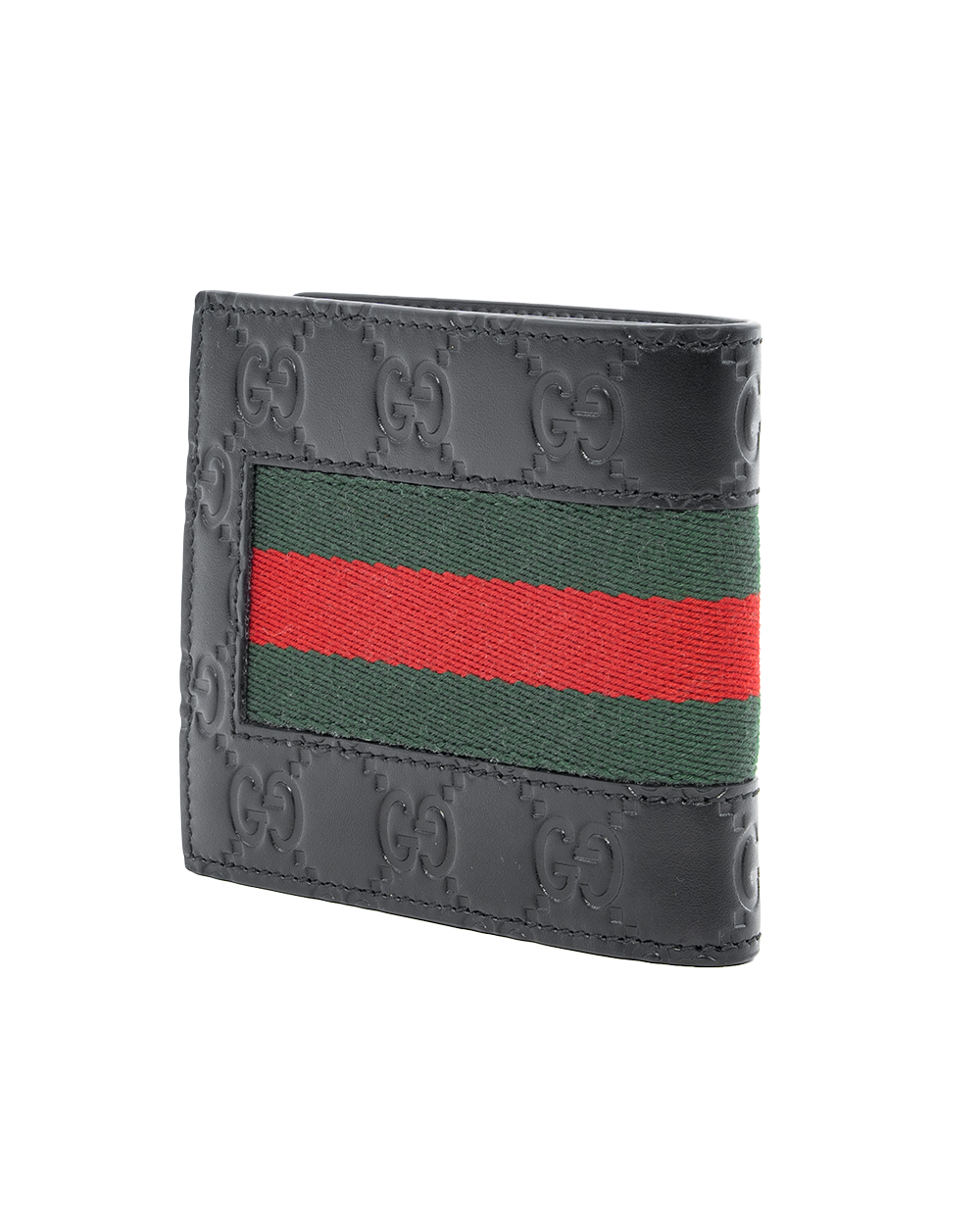 GUCCI WALLET 8 CARDS SHORT BLACK RED GREEN GG MONOGRAM CALF 408827 0416 0219