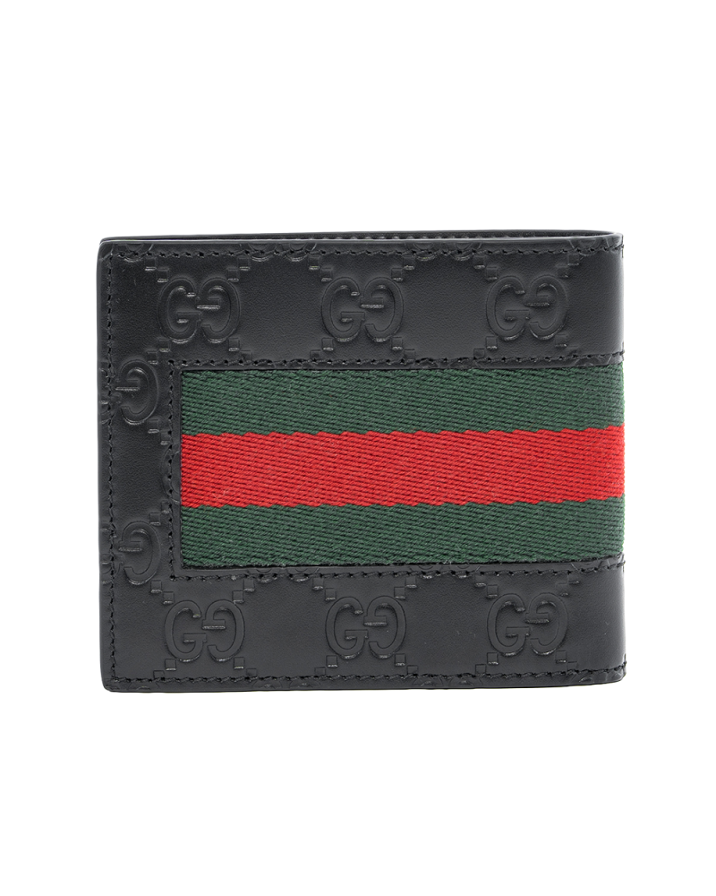 GUCCI WALLET 8 CARDS SHORT BLACK RED GREEN GG MONOGRAM CALF 408827 0416 0220