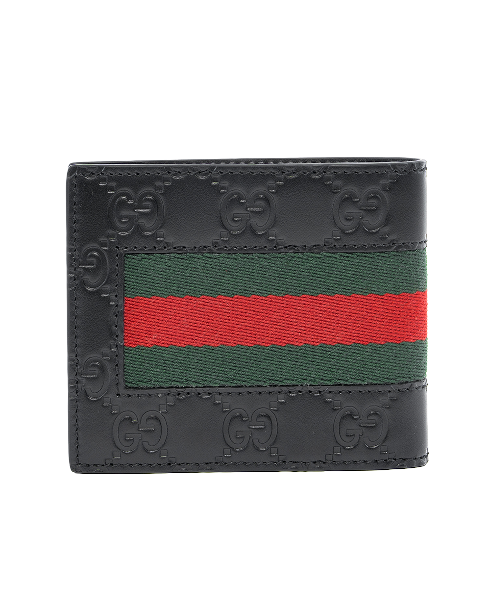 GUCCI WALLET 8 CARDS SHORT BLACK RED GREEN GG MONOGRAM CALF 408827 0416 0220