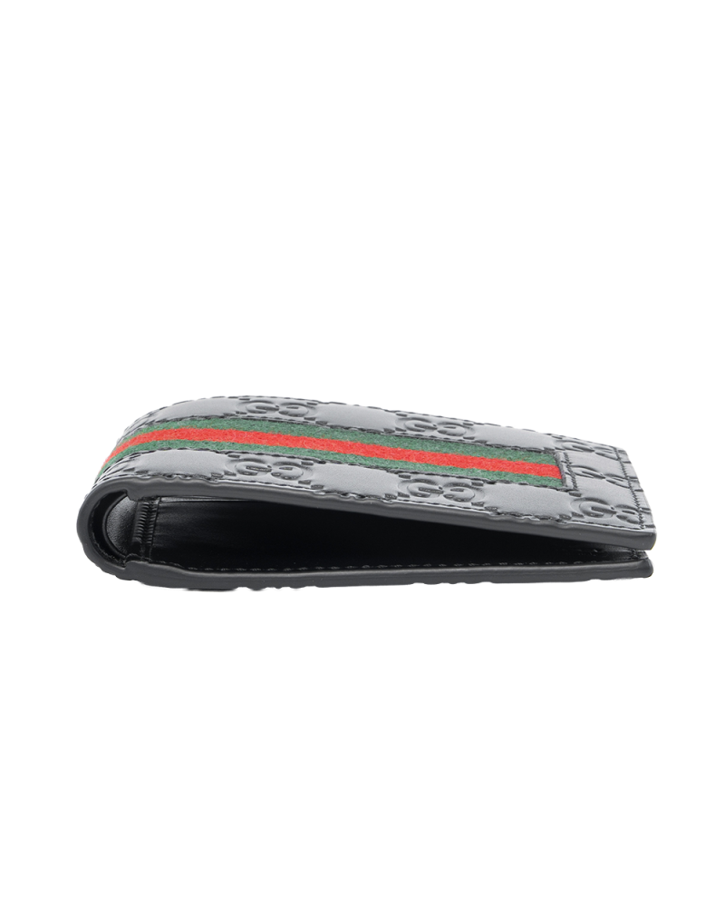 GUCCI WALLET 8 CARDS SHORT BLACK RED GREEN GG MONOGRAM CALF 408827 0416 0221