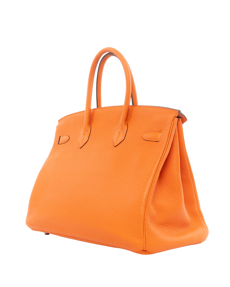 HERMES BIRKIN 35 ORANGE TOGO SHW STAMP N 6935