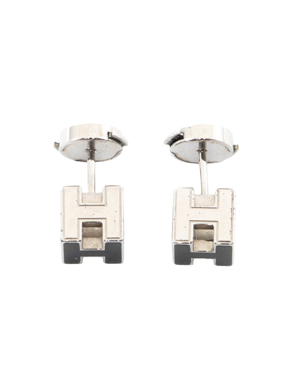 HERMES CAGE H EARRINGS BLACK GHW 5400