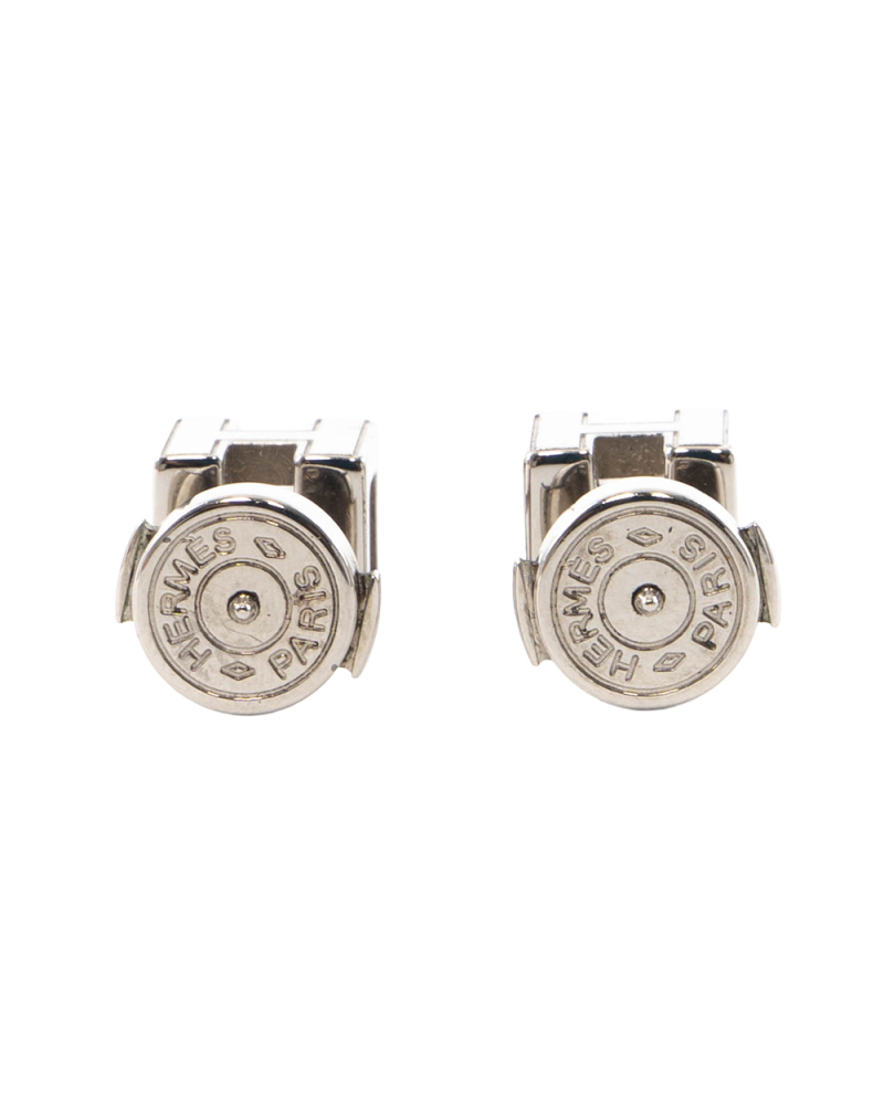 HERMES CAGE H EARRINGS BLACK GHW 5401
