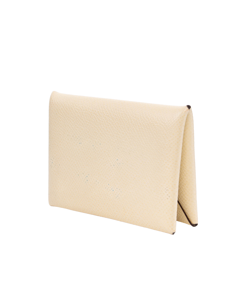 HERMES CALVI CARD HOLDER SHORT BEIGE SHW Z MA 009 OT10 2161