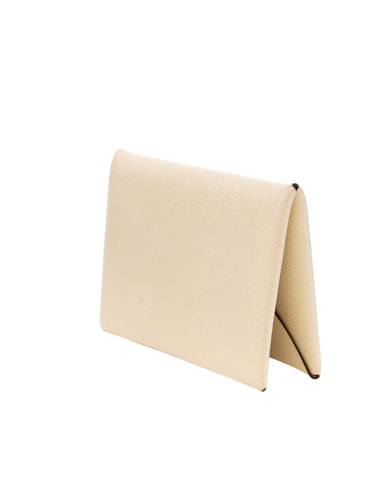 HERMES CALVI CARD HOLDER SHORT BEIGE SHW Z MA 009 OT10 2162