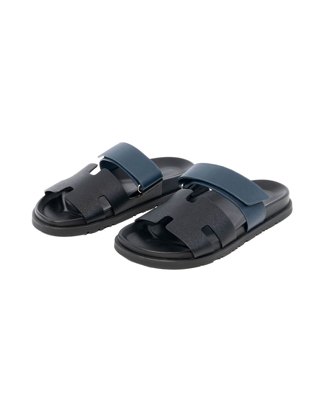 HERMES CHYPRE SANDALS 39 BLACK NAVY CALF RG222857ZH3902306 1202