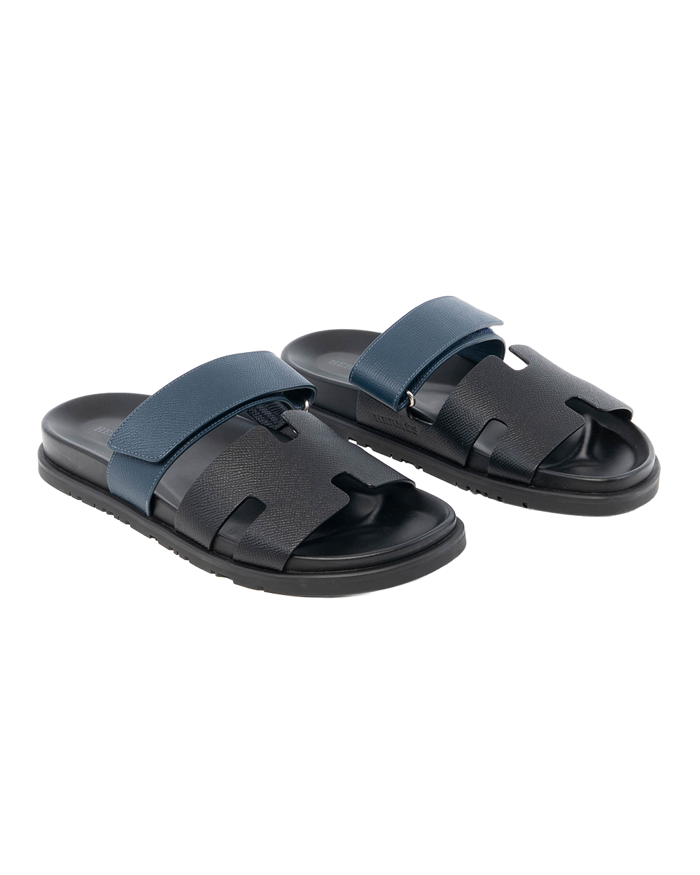 HERMES CHYPRE SANDALS 39 BLACK NAVY CALF RG222857ZH3902306 1203