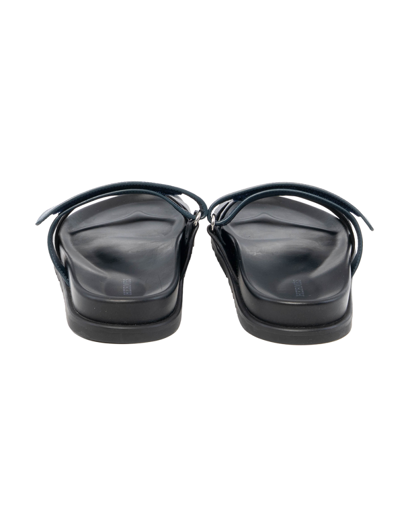 HERMES CHYPRE SANDALS 39 BLACK NAVY CALF RG222857ZH3902306 1204