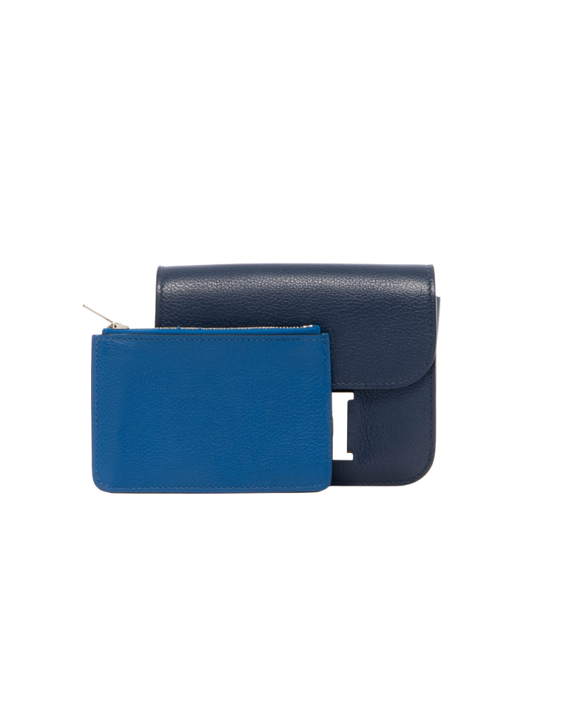 HERMES CONSTANCE WALLET SLIM BLUE SHW Z MZ 009 MM 8069