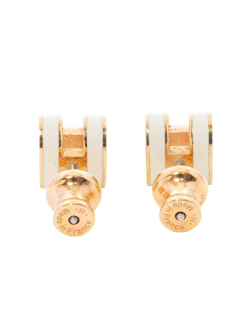 HERMES H POP EARRINGS MINI WHITE GHW 5197