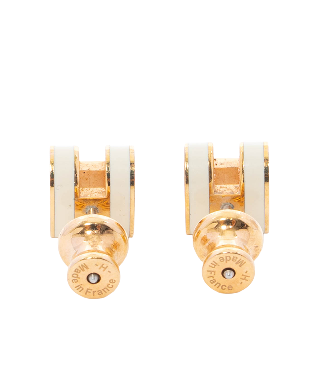 HERMES H POP EARRINGS MINI WHITE GHW 5197