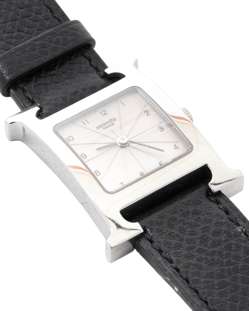HERMES H WATCH BLACK EPSOM SHW HH1 210 1957108 5383