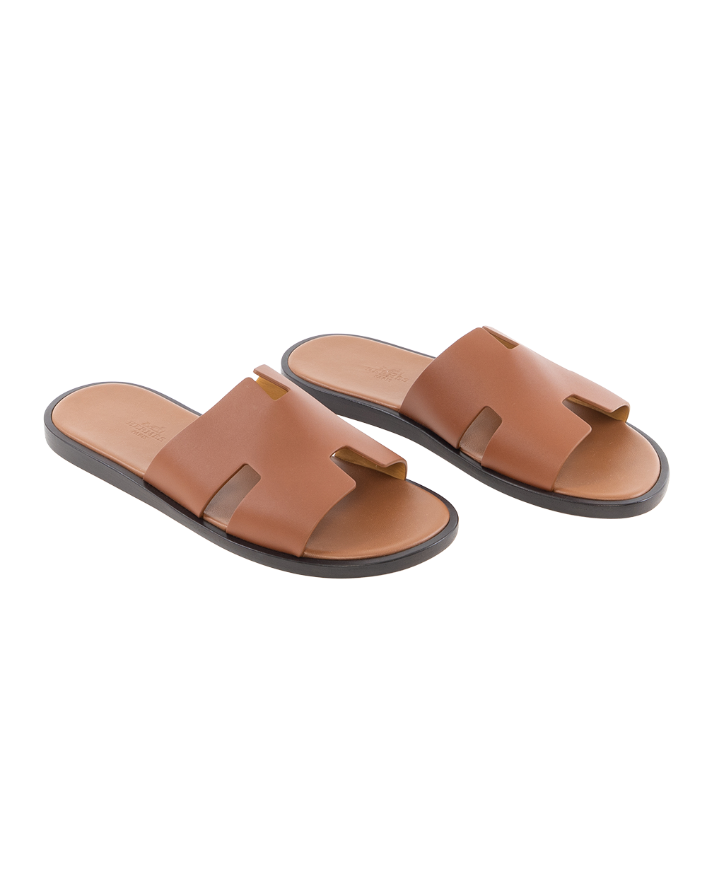 HERMES IZMIR SANDAL MEN 40 BROWN CALF 041141ZH 2203 9587