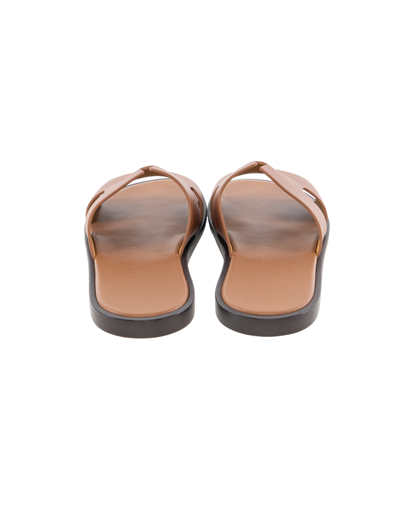 HERMES IZMIR SANDAL MEN 40 BROWN CALF 041141ZH 2203 9588
