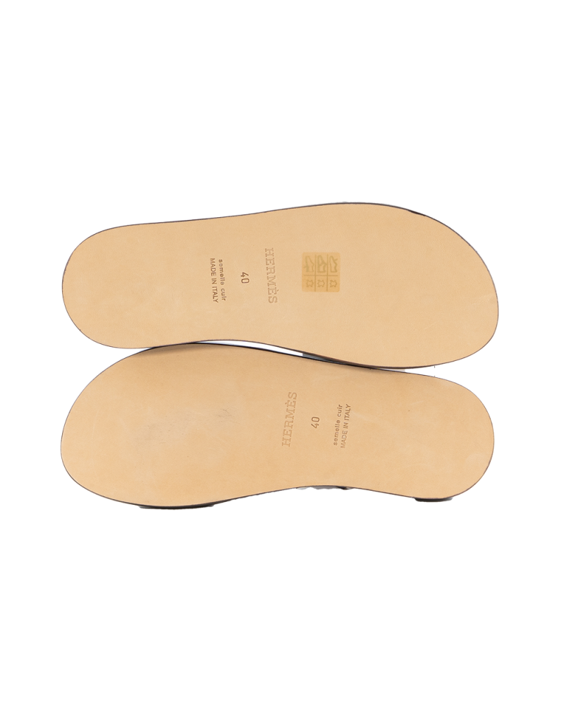 HERMES IZMIR SANDAL MEN 40 BROWN CALF 041141ZH 2203 9589