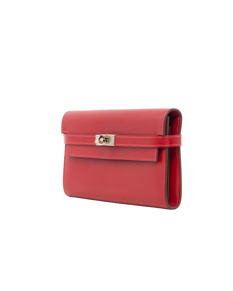 HERMES KELLY WALLET LONG RED CALF GHW A AI 011 SF 0270