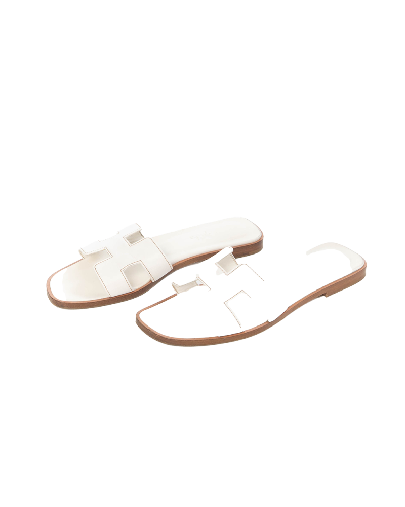 HERMES ORAN SANDALS 37 WHITE R0021056Z21 5184