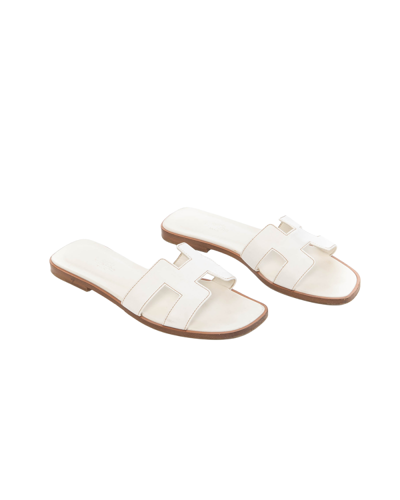 HERMES ORAN SANDALS 37 WHITE R0021056Z21 5185