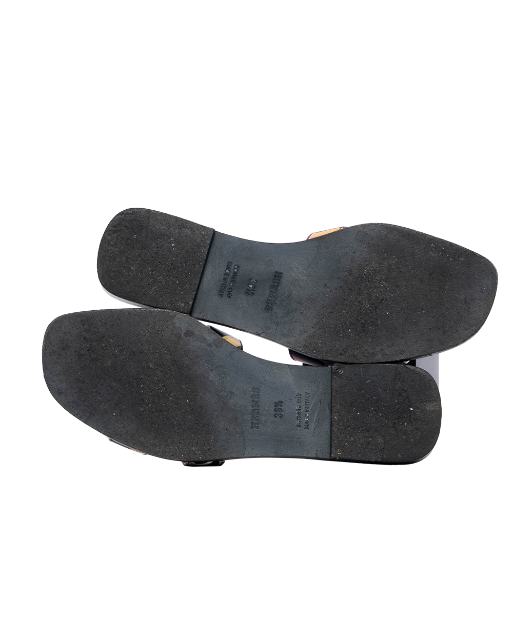 HERMES ORAN SANDALS 38.5 BLACK MULTICOLOR 1333