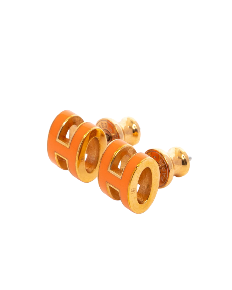 HERMES POP EARRING ORANGE GHW 7970